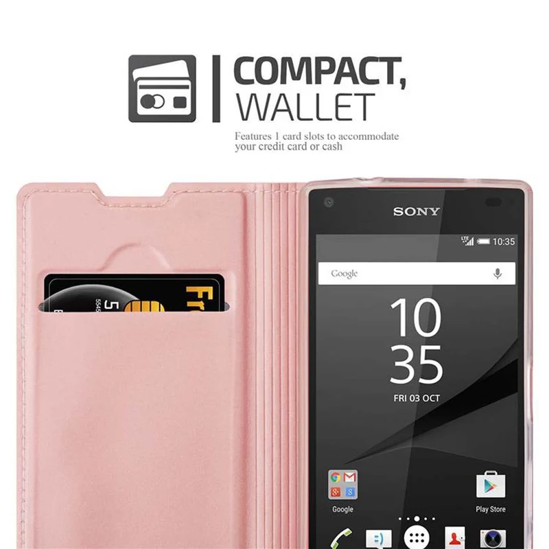 Cadorabo Hülle kompatibel mit Sony Xperia Z5 COMPACT Schutzhülle mit Magnetverschluss, Standfunktion und Kartenfach