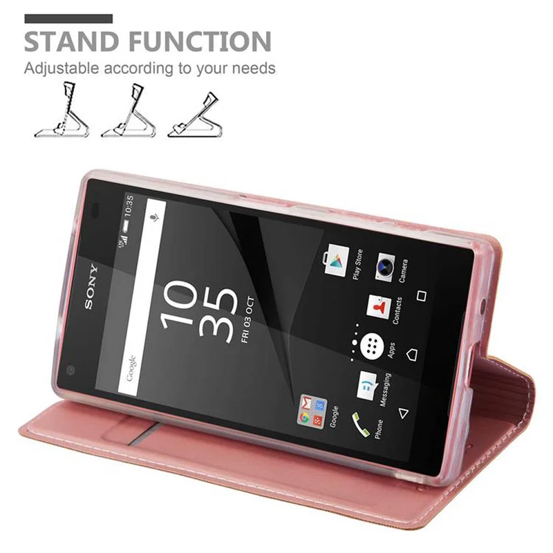 Cadorabo Hülle kompatibel mit Sony Xperia Z5 COMPACT Schutzhülle mit Magnetverschluss, Standfunktion und Kartenfach