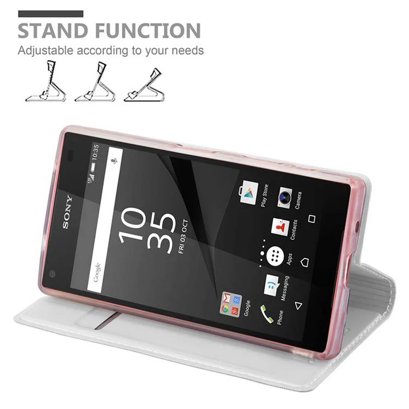 Cadorabo Hülle kompatibel mit Sony Xperia Z5 COMPACT Schutzhülle mit Magnetverschluss, Standfunktion und Kartenfach