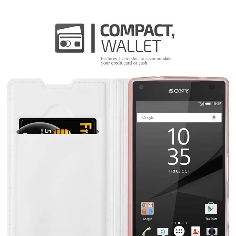Cadorabo Hülle kompatibel mit Sony Xperia Z5 COMPACT Schutzhülle mit Magnetverschluss, Standfunktion und Kartenfach