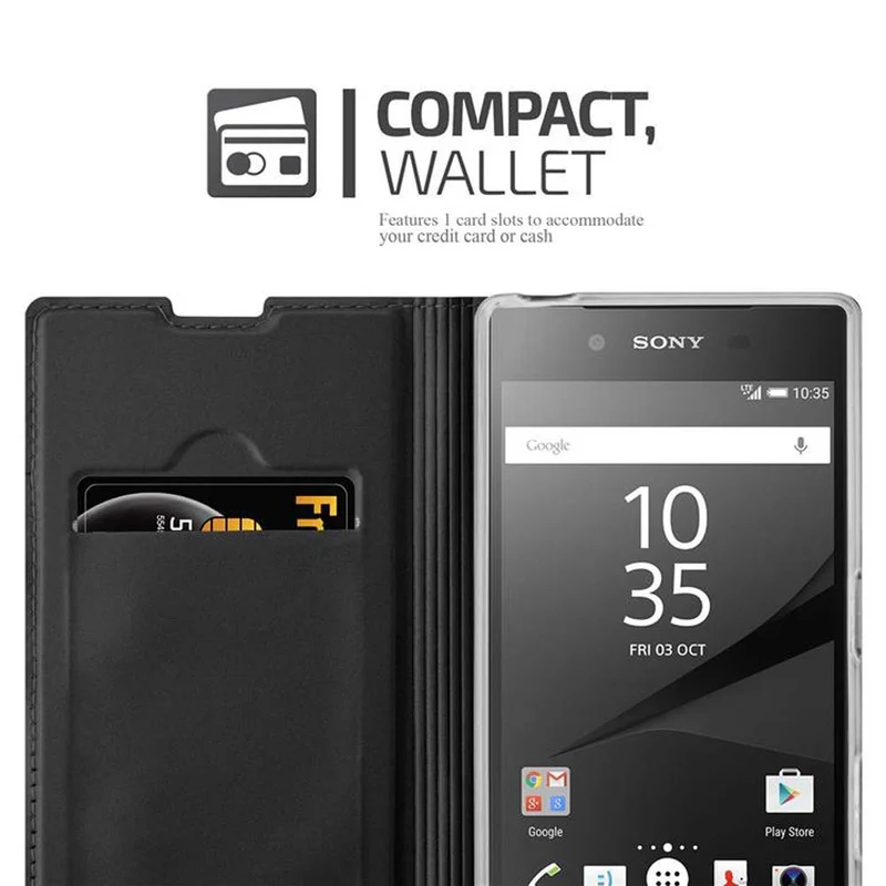 Cadorabo Hülle kompatibel mit Sony Xperia Z5 Schutzhülle mit Magnetverschluss, Standfunktion und Kartenfach