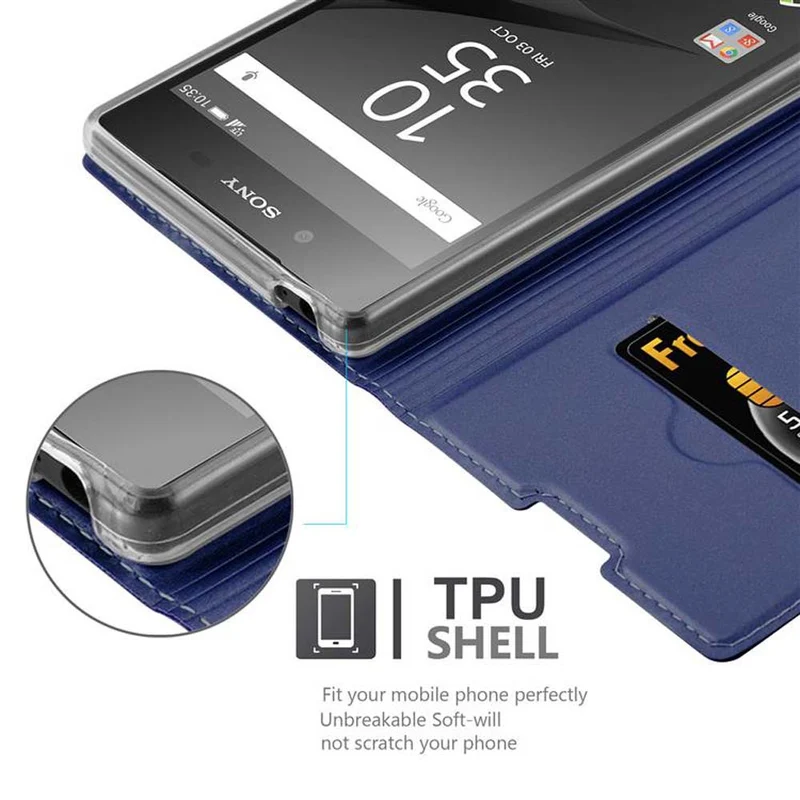 Cadorabo Hülle kompatibel mit Sony Xperia Z5 Schutzhülle mit Magnetverschluss, Standfunktion und Kartenfach