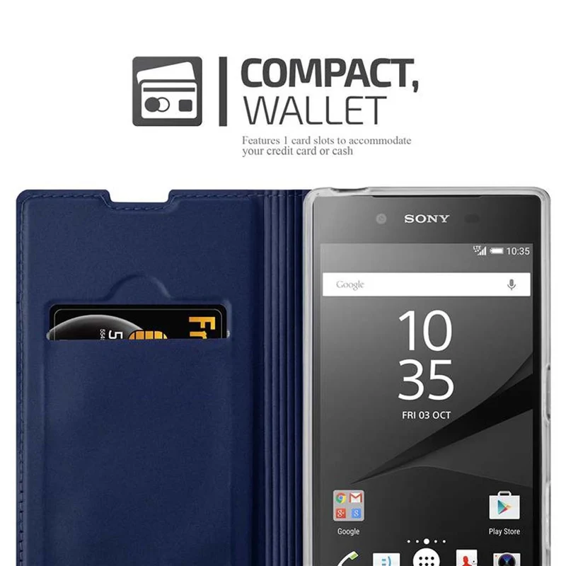 Cadorabo Hülle kompatibel mit Sony Xperia Z5 Schutzhülle mit Magnetverschluss, Standfunktion und Kartenfach