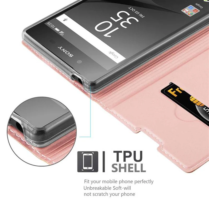 Cadorabo Hülle kompatibel mit Sony Xperia Z5 Schutzhülle mit Magnetverschluss, Standfunktion und Kartenfach