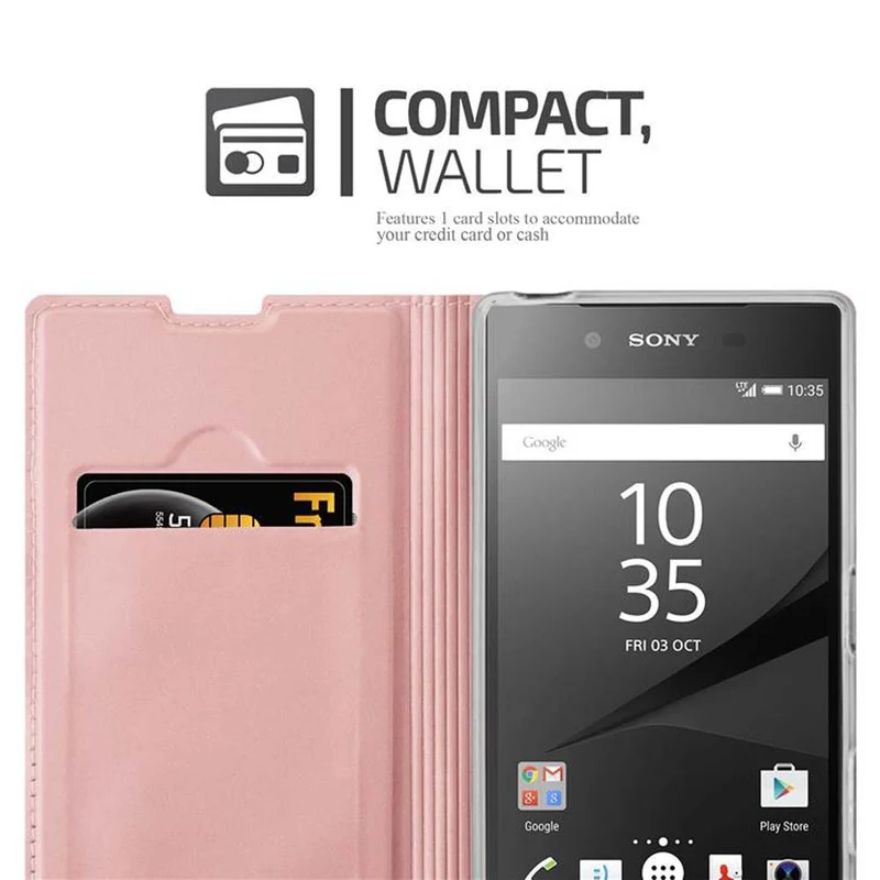 Cadorabo Hülle kompatibel mit Sony Xperia Z5 Schutzhülle mit Magnetverschluss, Standfunktion und Kartenfach