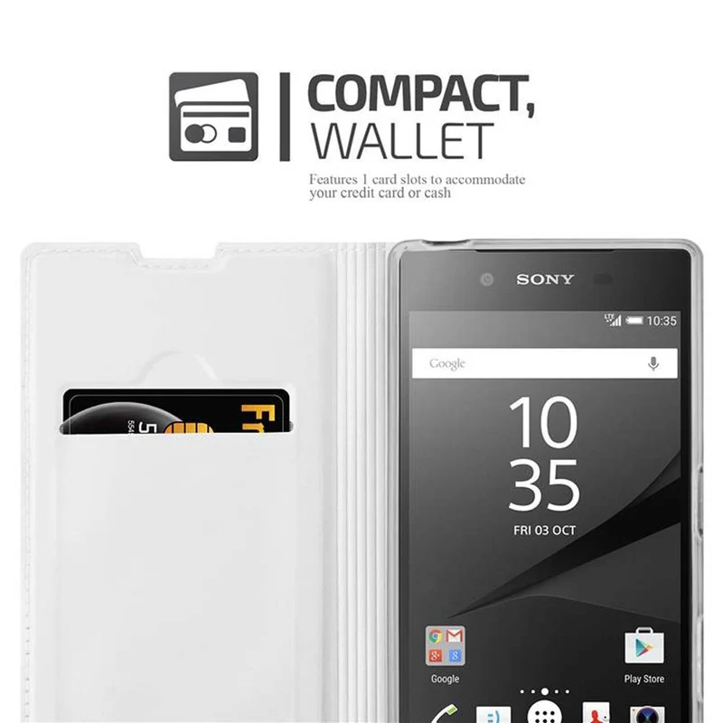 Cadorabo Hülle kompatibel mit Sony Xperia Z5 Schutzhülle mit Magnetverschluss, Standfunktion und Kartenfach