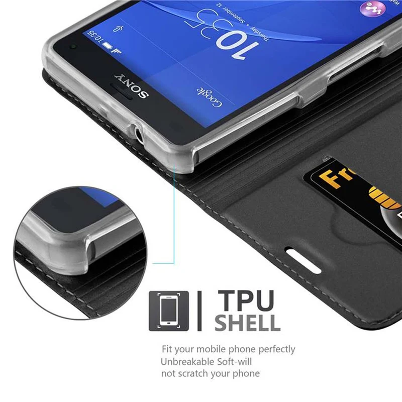 Cadorabo Hülle kompatibel mit Sony Xperia Z3 COMPACT Schutzhülle mit Magnetverschluss, Standfunktion und Kartenfach