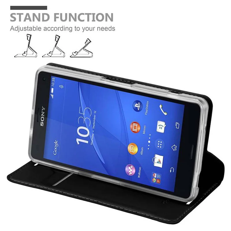 Cadorabo Hülle kompatibel mit Sony Xperia Z3 COMPACT Schutzhülle mit Magnetverschluss, Standfunktion und Kartenfach