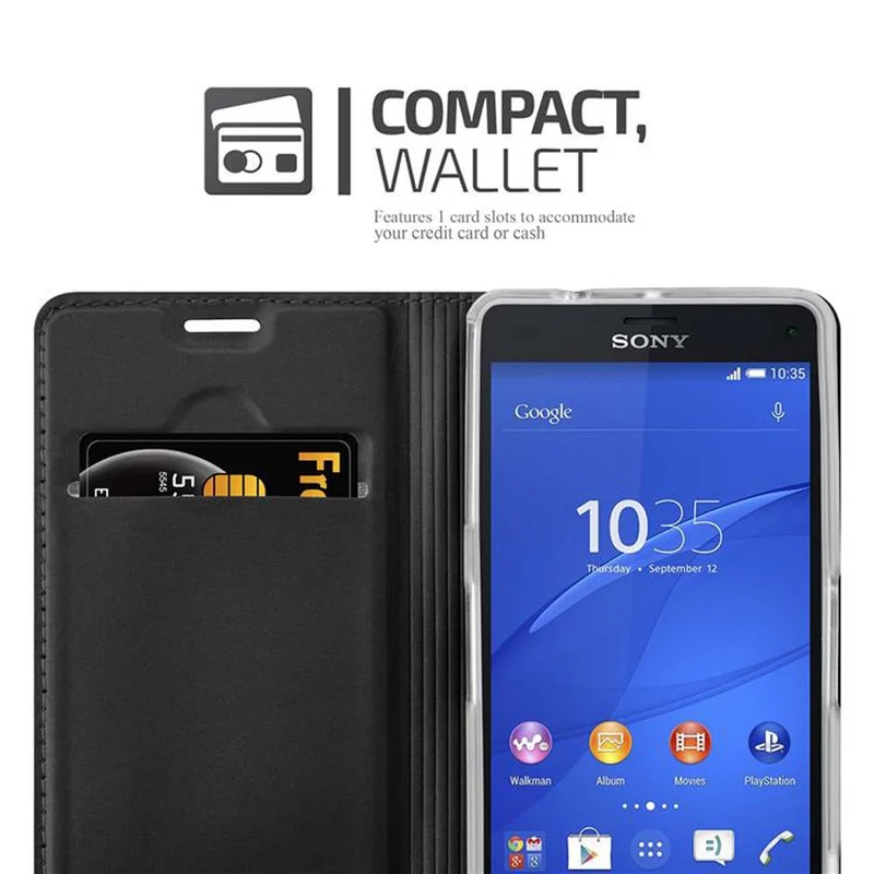 Cadorabo Hülle kompatibel mit Sony Xperia Z3 COMPACT Schutzhülle mit Magnetverschluss, Standfunktion und Kartenfach