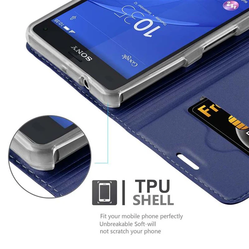 Cadorabo Hülle kompatibel mit Sony Xperia Z3 COMPACT Schutzhülle mit Magnetverschluss, Standfunktion und Kartenfach