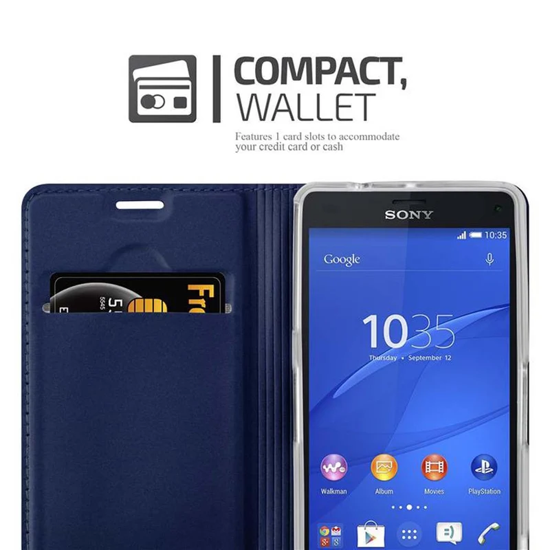 Cadorabo Hülle kompatibel mit Sony Xperia Z3 COMPACT Schutzhülle mit Magnetverschluss, Standfunktion und Kartenfach