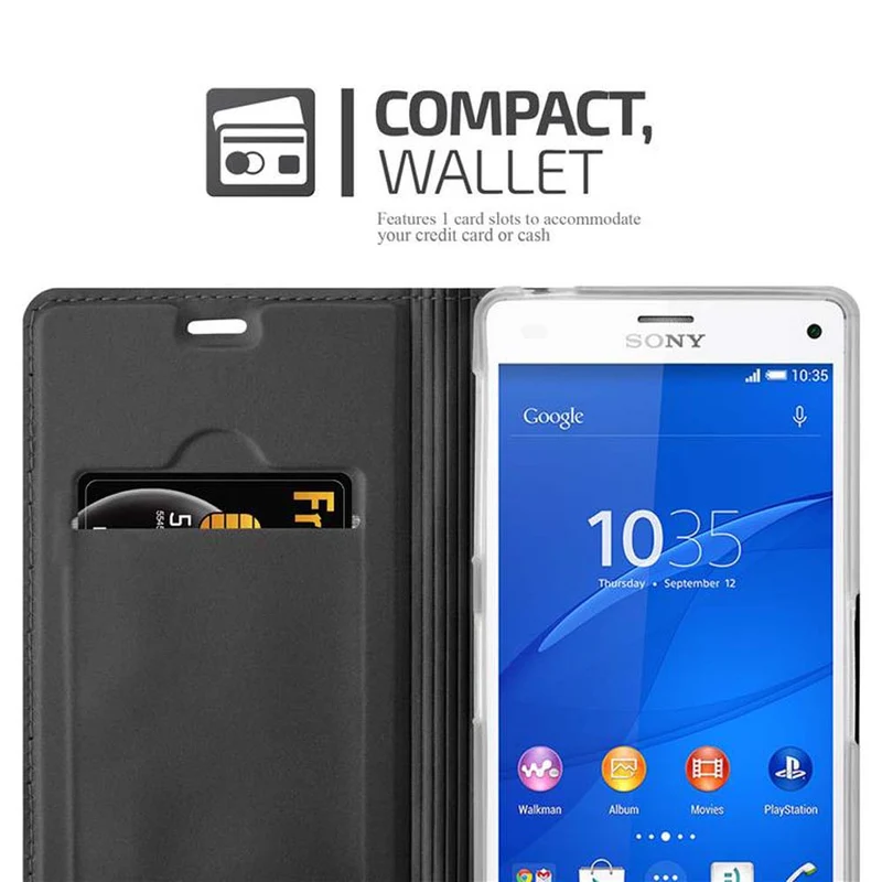 Cadorabo Hülle kompatibel mit Sony Xperia Z3 Schutzhülle mit Magnetverschluss, Standfunktion und Kartenfach