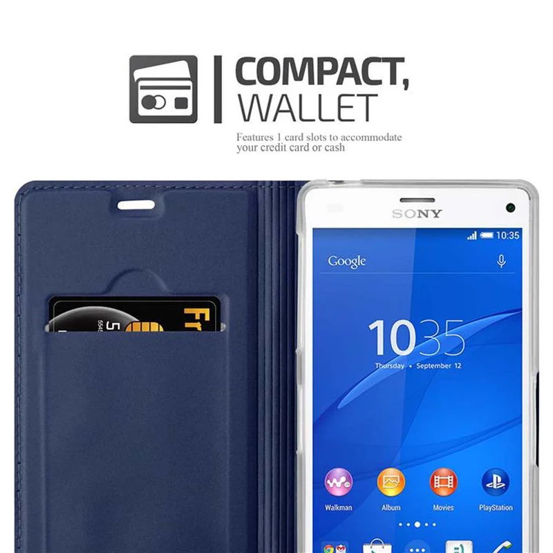 Cadorabo Hülle kompatibel mit Sony Xperia Z3 Schutzhülle mit Magnetverschluss, Standfunktion und Kartenfach