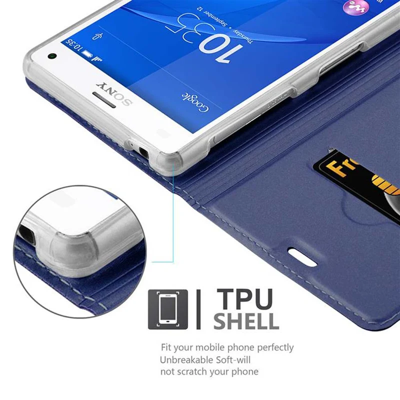 Cadorabo Hülle kompatibel mit Sony Xperia Z3 Schutzhülle mit Magnetverschluss, Standfunktion und Kartenfach