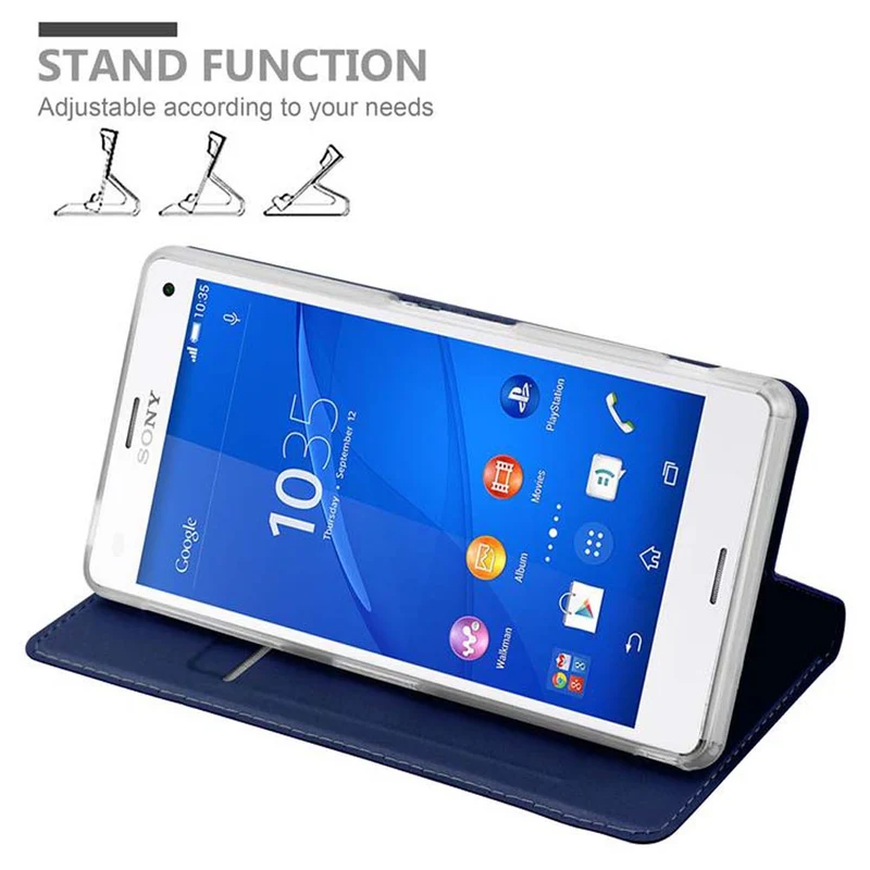 Cadorabo Hülle kompatibel mit Sony Xperia Z3 Schutzhülle mit Magnetverschluss, Standfunktion und Kartenfach