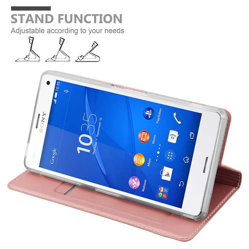 Cadorabo Hülle kompatibel mit Sony Xperia Z3 Schutzhülle mit Magnetverschluss, Standfunktion und Kartenfach