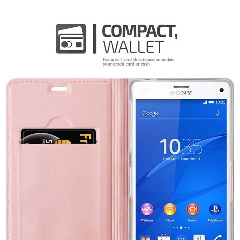 Cadorabo Hülle kompatibel mit Sony Xperia Z3 Schutzhülle mit Magnetverschluss, Standfunktion und Kartenfach