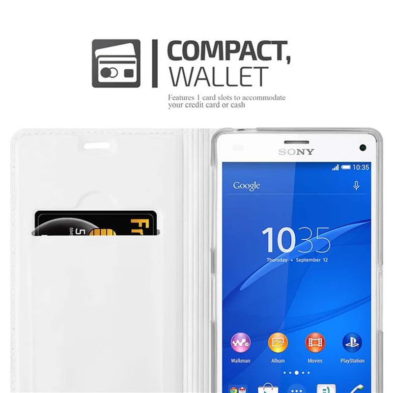 Cadorabo Hülle kompatibel mit Sony Xperia Z3 Schutzhülle mit Magnetverschluss, Standfunktion und Kartenfach