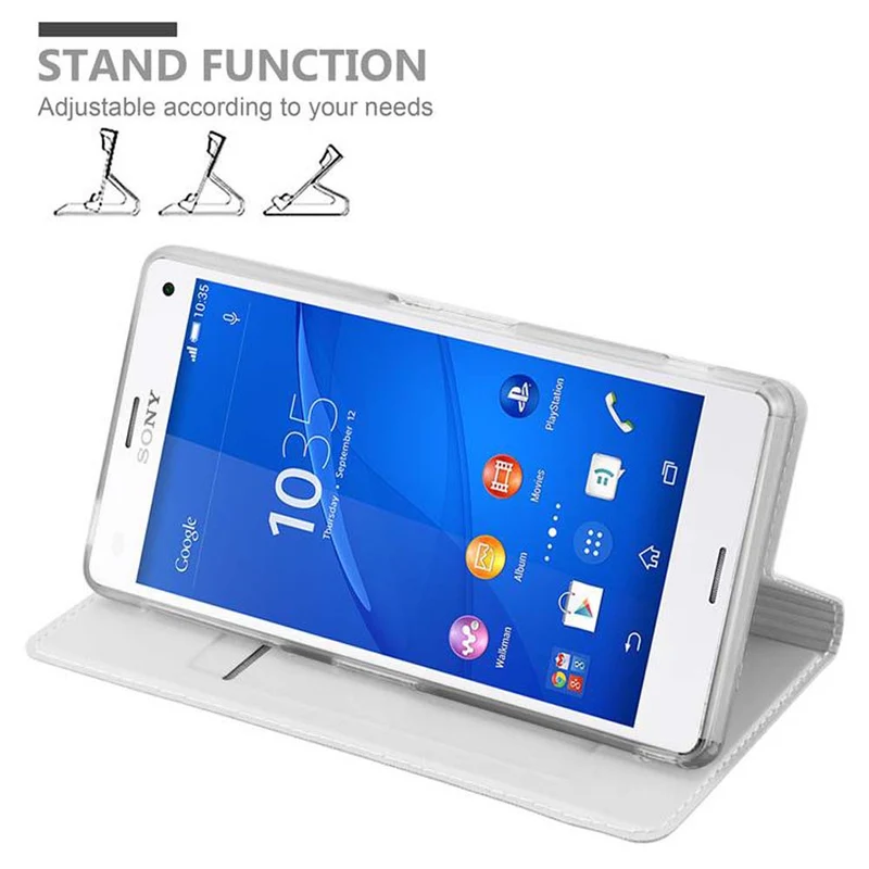 Cadorabo Hülle kompatibel mit Sony Xperia Z3 Schutzhülle mit Magnetverschluss, Standfunktion und Kartenfach