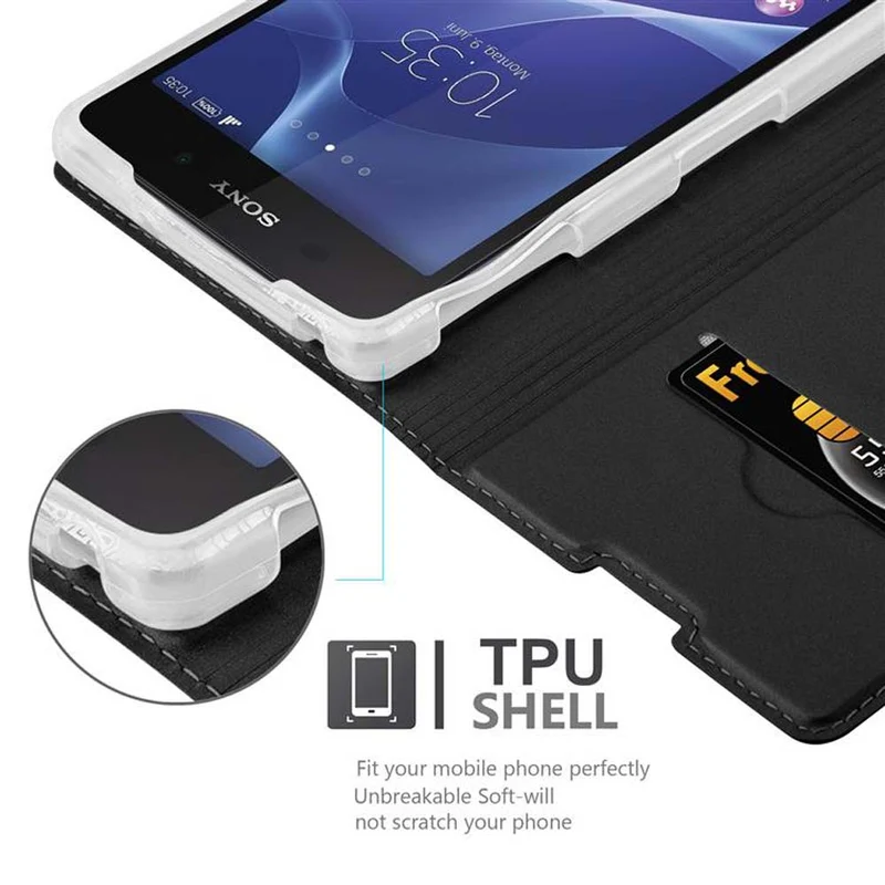 Cadorabo Hülle kompatibel mit Sony Xperia Z2 Schutzhülle mit Magnetverschluss, Standfunktion und Kartenfach