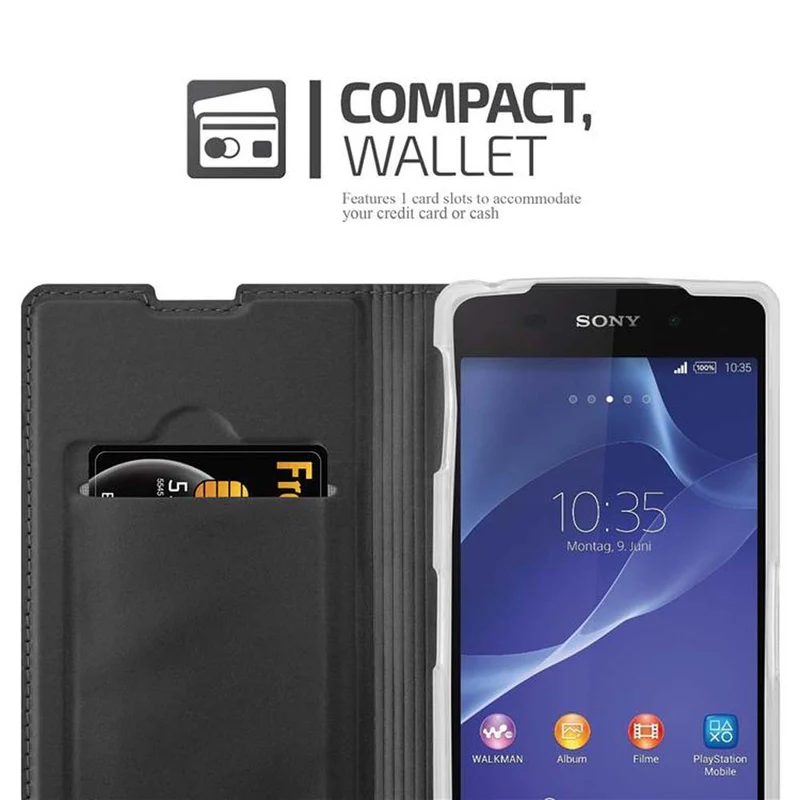 Cadorabo Hülle kompatibel mit Sony Xperia Z2 Schutzhülle mit Magnetverschluss, Standfunktion und Kartenfach