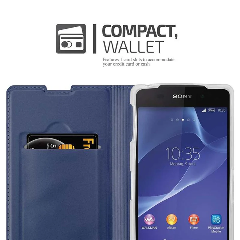 Cadorabo Hülle kompatibel mit Sony Xperia Z2 Schutzhülle mit Magnetverschluss, Standfunktion und Kartenfach