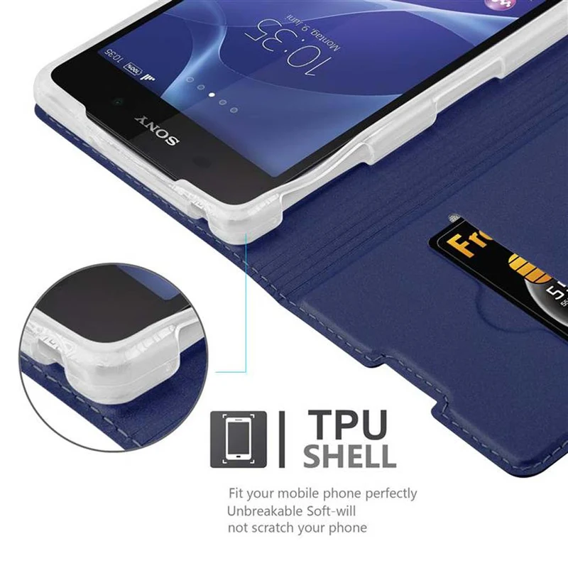 Cadorabo Hülle kompatibel mit Sony Xperia Z2 Schutzhülle mit Magnetverschluss, Standfunktion und Kartenfach