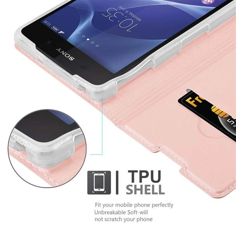 Cadorabo Hülle kompatibel mit Sony Xperia Z2 Schutzhülle mit Magnetverschluss, Standfunktion und Kartenfach