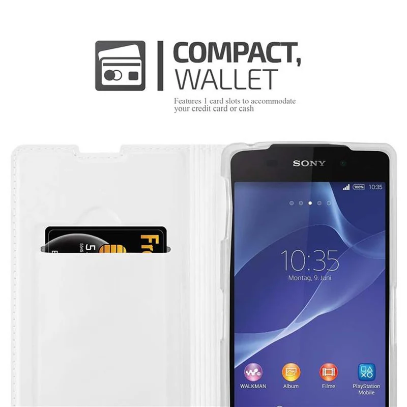 Cadorabo Hülle kompatibel mit Sony Xperia Z2 Schutzhülle mit Magnetverschluss, Standfunktion und Kartenfach
