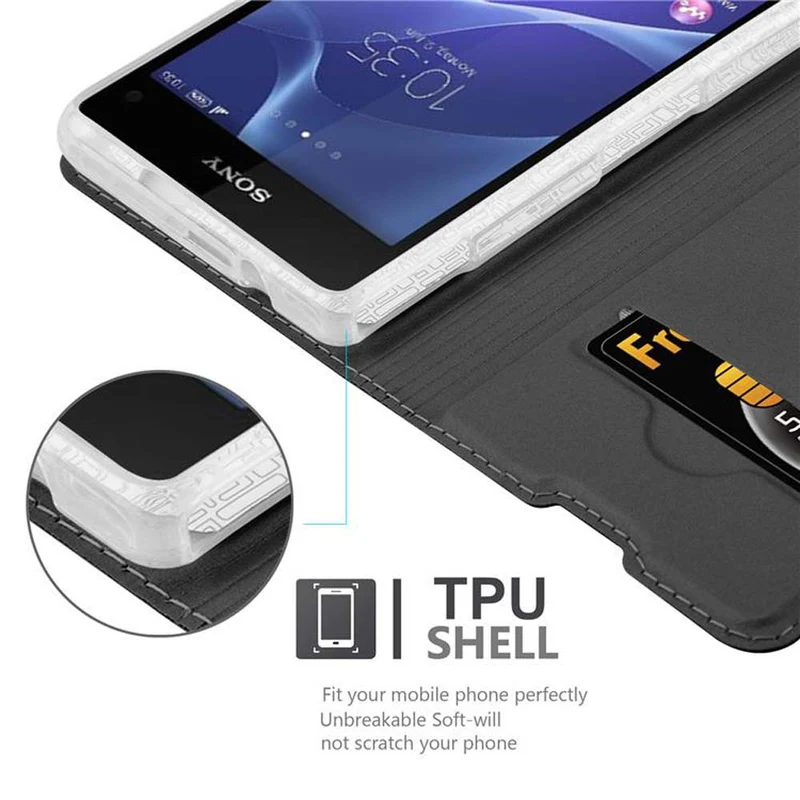 Cadorabo Hülle kompatibel mit Sony Xperia Z1 COMPACT Schutzhülle mit Magnetverschluss, Standfunktion und Kartenfach