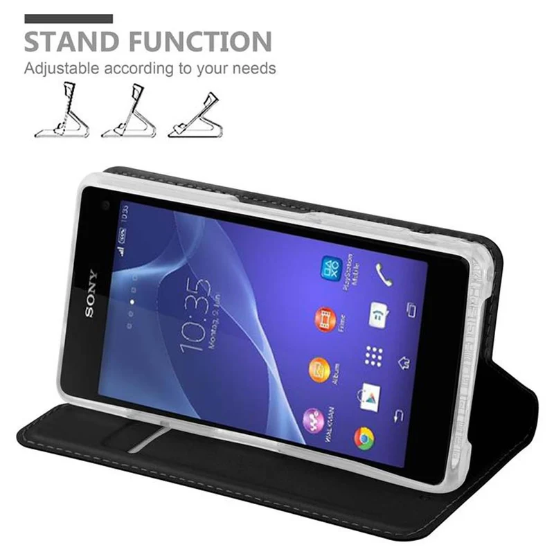 Cadorabo Hülle kompatibel mit Sony Xperia Z1 COMPACT Schutzhülle mit Magnetverschluss, Standfunktion und Kartenfach
