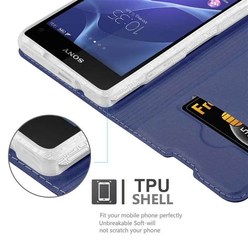 Cadorabo Hülle kompatibel mit Sony Xperia Z1 COMPACT Schutzhülle mit Magnetverschluss, Standfunktion und Kartenfach