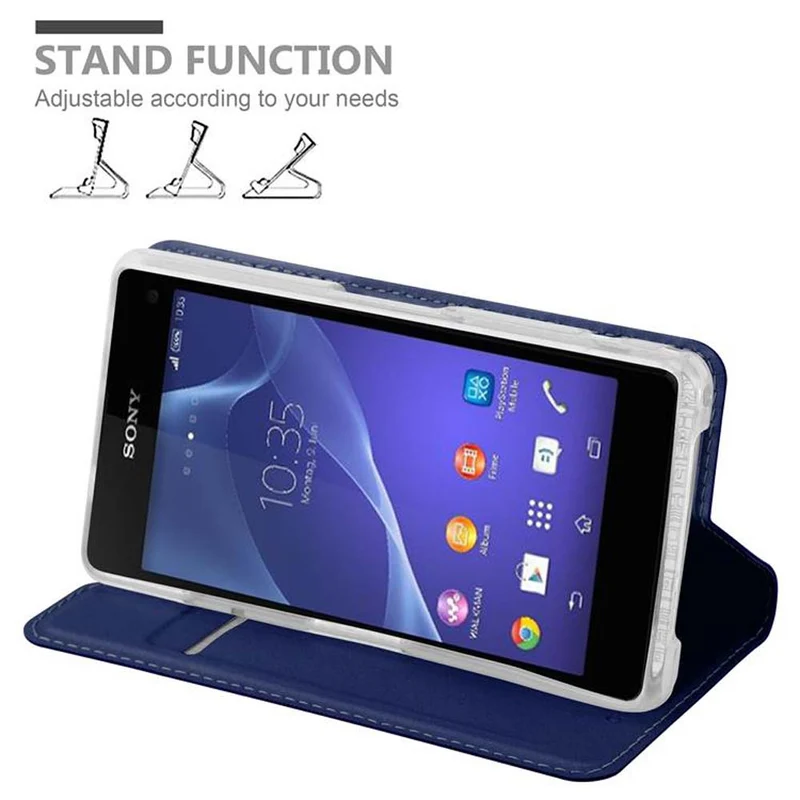 Cadorabo Hülle kompatibel mit Sony Xperia Z1 COMPACT Schutzhülle mit Magnetverschluss, Standfunktion und Kartenfach