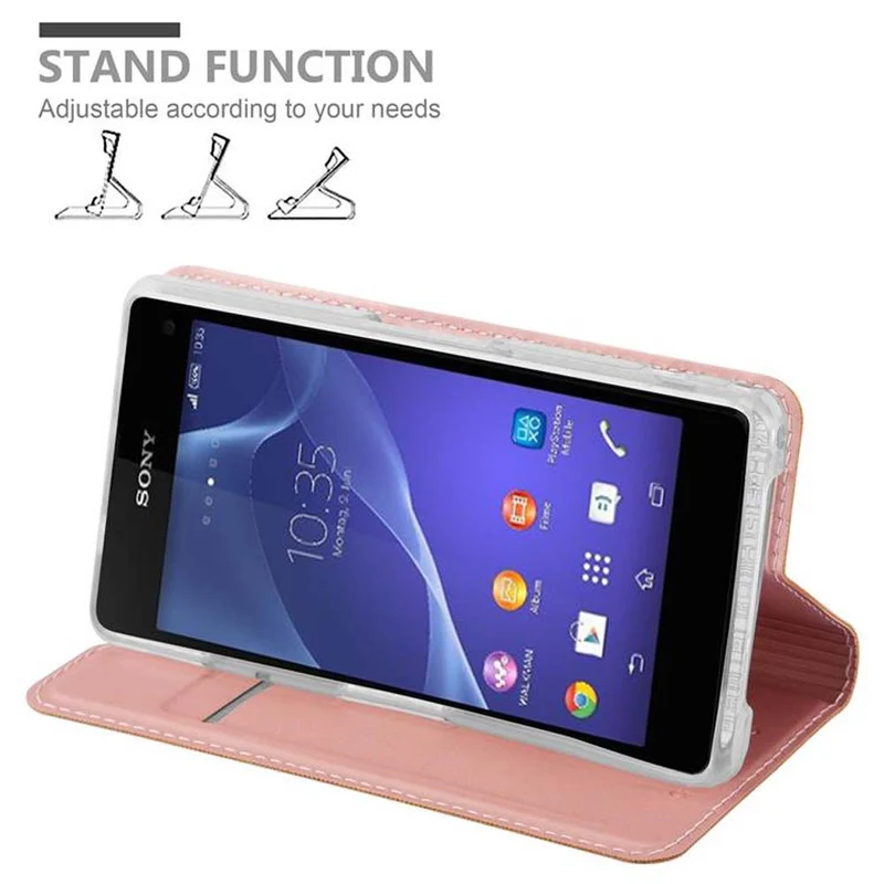 Cadorabo Hülle kompatibel mit Sony Xperia Z1 COMPACT Schutzhülle mit Magnetverschluss, Standfunktion und Kartenfach