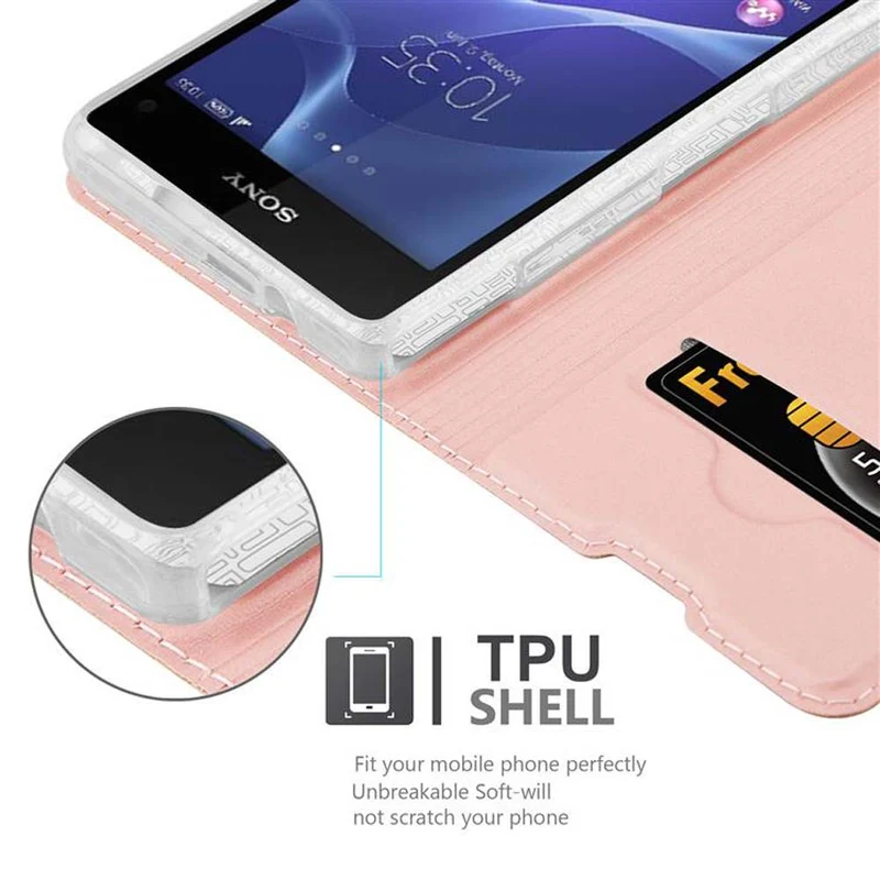 Cadorabo Hülle kompatibel mit Sony Xperia Z1 COMPACT Schutzhülle mit Magnetverschluss, Standfunktion und Kartenfach