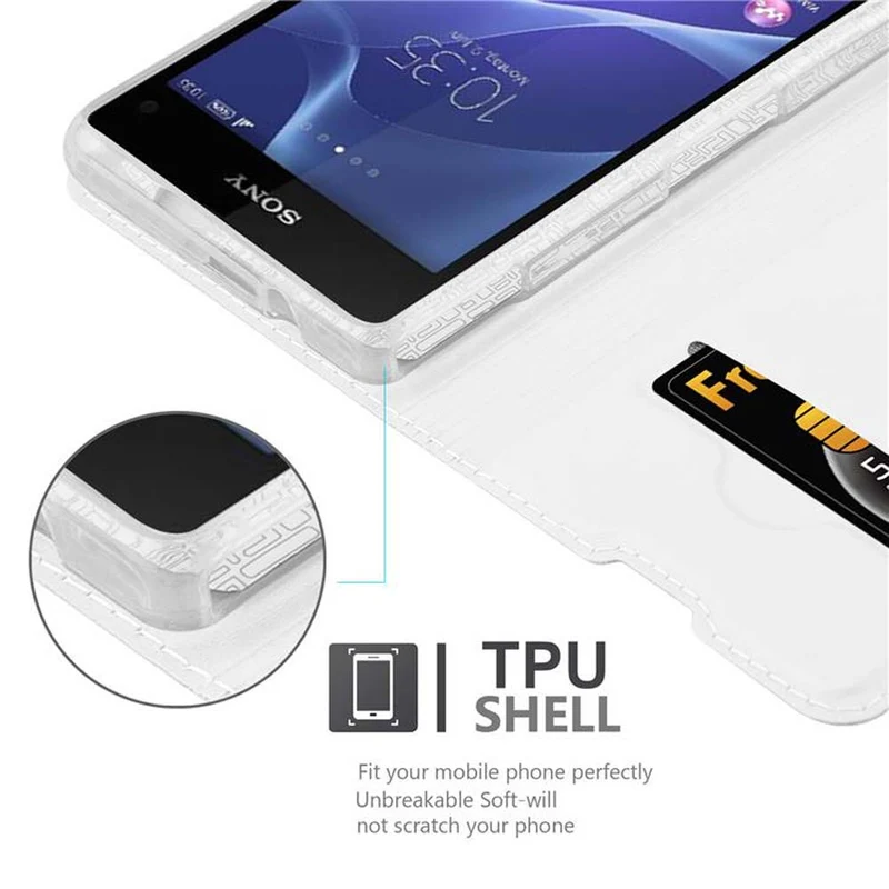 Cadorabo Hülle kompatibel mit Sony Xperia Z1 COMPACT Schutzhülle mit Magnetverschluss, Standfunktion und Kartenfach
