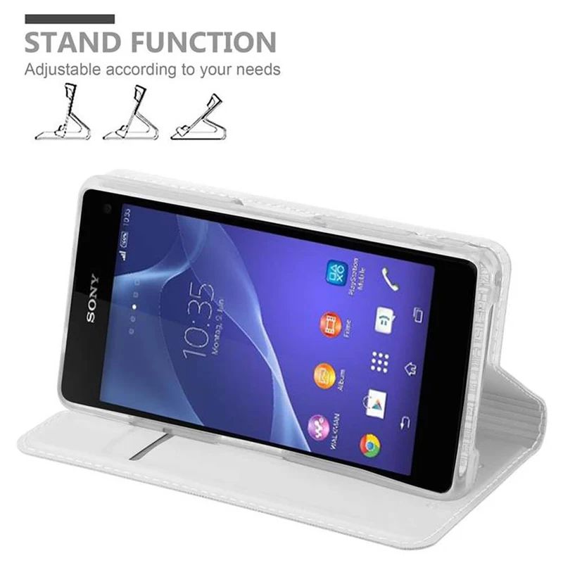Cadorabo Hülle kompatibel mit Sony Xperia Z1 COMPACT Schutzhülle mit Magnetverschluss, Standfunktion und Kartenfach