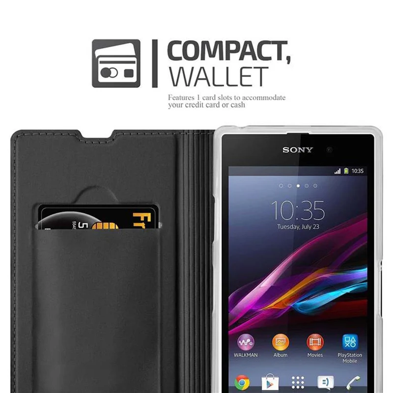 Cadorabo Hülle kompatibel mit Sony Xperia Z1 Schutzhülle mit Magnetverschluss, Standfunktion und Kartenfach