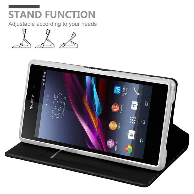 Cadorabo Hülle kompatibel mit Sony Xperia Z1 Schutzhülle mit Magnetverschluss, Standfunktion und Kartenfach