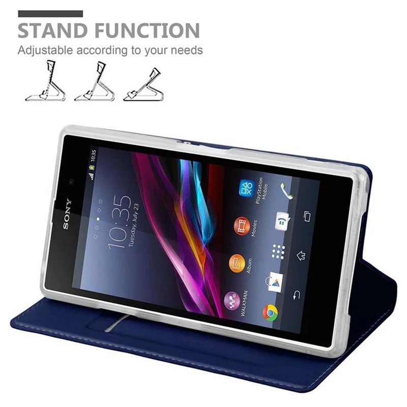Cadorabo Hülle kompatibel mit Sony Xperia Z1 Schutzhülle mit Magnetverschluss, Standfunktion und Kartenfach