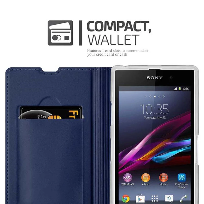 Cadorabo Hülle kompatibel mit Sony Xperia Z1 Schutzhülle mit Magnetverschluss, Standfunktion und Kartenfach