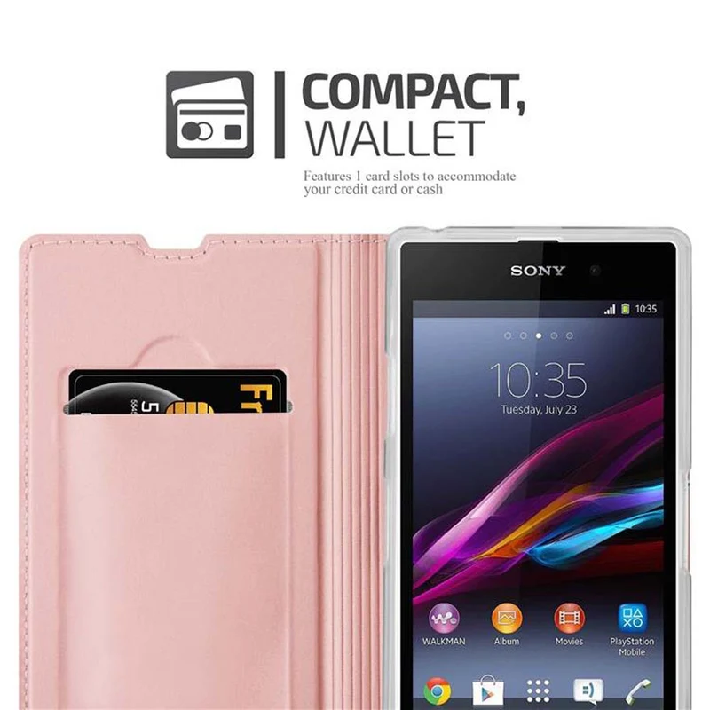 Cadorabo Hülle kompatibel mit Sony Xperia Z1 Schutzhülle mit Magnetverschluss, Standfunktion und Kartenfach
