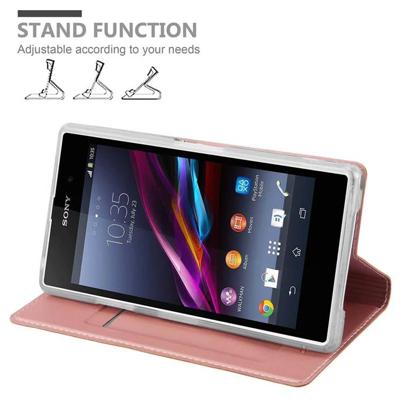 Cadorabo Hülle kompatibel mit Sony Xperia Z1 Schutzhülle mit Magnetverschluss, Standfunktion und Kartenfach