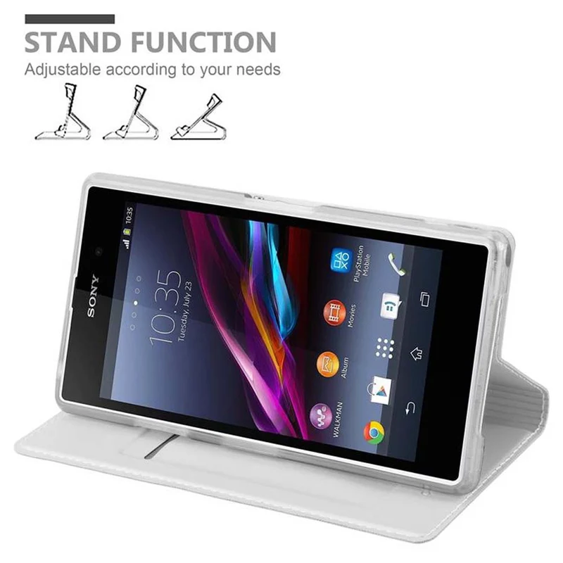Cadorabo Hülle kompatibel mit Sony Xperia Z1 Schutzhülle mit Magnetverschluss, Standfunktion und Kartenfach