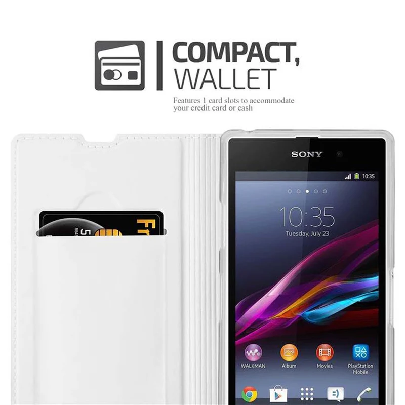 Cadorabo Hülle kompatibel mit Sony Xperia Z1 Schutzhülle mit Magnetverschluss, Standfunktion und Kartenfach