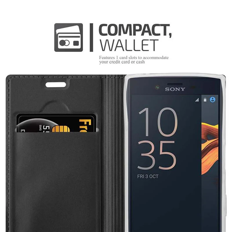 Cadorabo Hülle kompatibel mit Sony Xperia X COMPACT Schutzhülle mit Magnetverschluss, Standfunktion und Kartenfach
