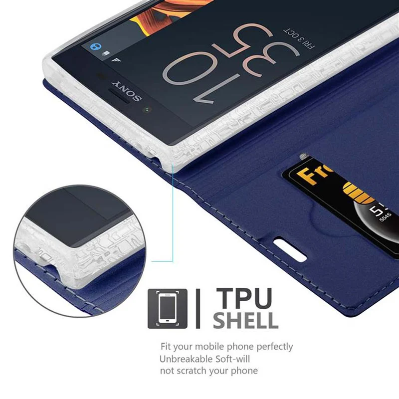 Cadorabo Hülle kompatibel mit Sony Xperia X COMPACT Schutzhülle mit Magnetverschluss, Standfunktion und Kartenfach