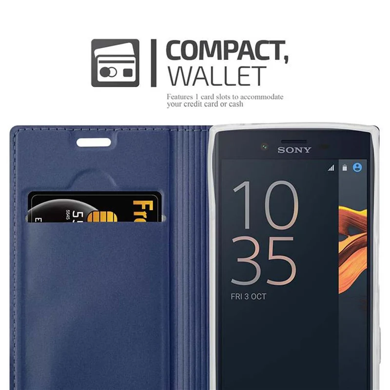 Cadorabo Hülle kompatibel mit Sony Xperia X COMPACT Schutzhülle mit Magnetverschluss, Standfunktion und Kartenfach