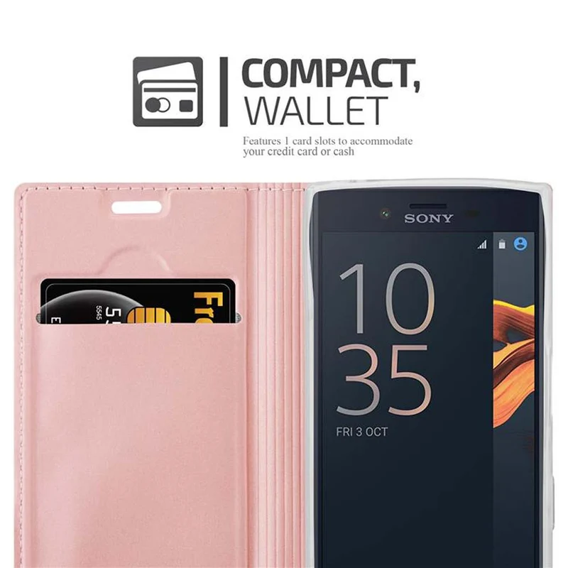 Cadorabo Hülle kompatibel mit Sony Xperia X COMPACT Schutzhülle mit Magnetverschluss, Standfunktion und Kartenfach