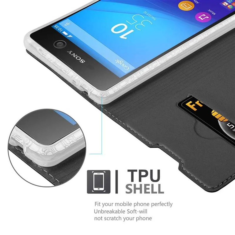 Cadorabo Hülle kompatibel mit Sony Xperia M5 Schutzhülle mit Magnetverschluss, Standfunktion und Kartenfach